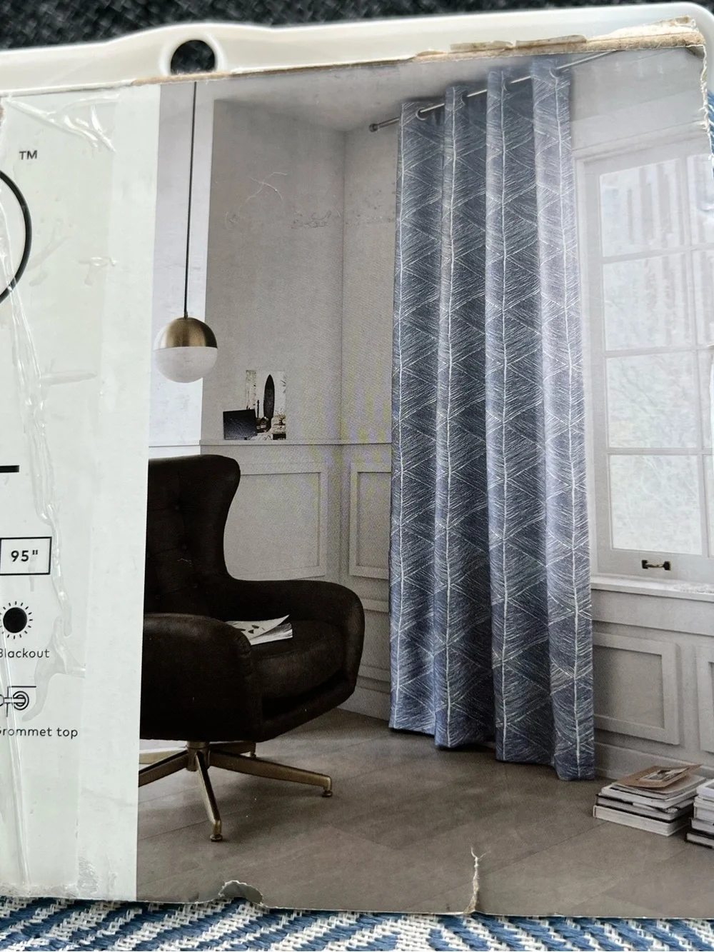 NWT Project 62 Blue Modern Stroke Blackout Curtain Panel 50”x95”